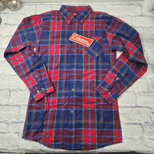 NWT Boy's Coleman Flannel Shirt Blue Red Plaid Buttondown Holiday size 18